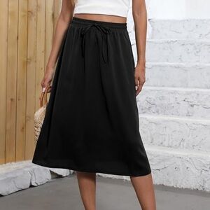 Witsmile  Midi Skirts Pleated High Waist Casual Below Knee Skirts Pockets Large